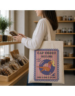 Tote bag, "Cap ferret face à la mer entre la dune et les pins (violet)"
