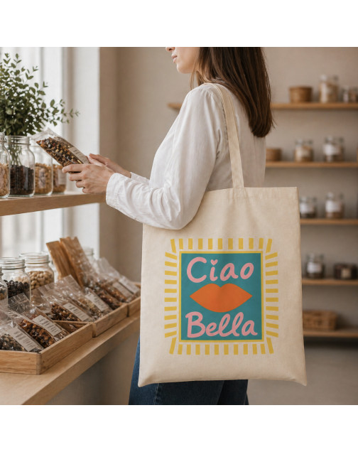 Tote bag, "Ciao Bella (lèvres)"