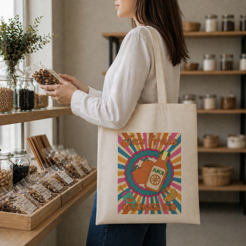 Tote bag, "Jus frais orange bio"