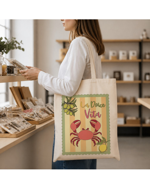 Tote bag, "La Dolce Vita (crabe)"