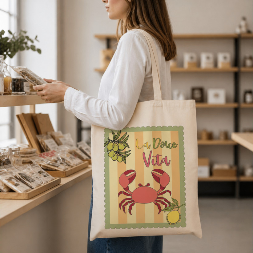 Tote bag, "La Dolce Vita (crabe)"
