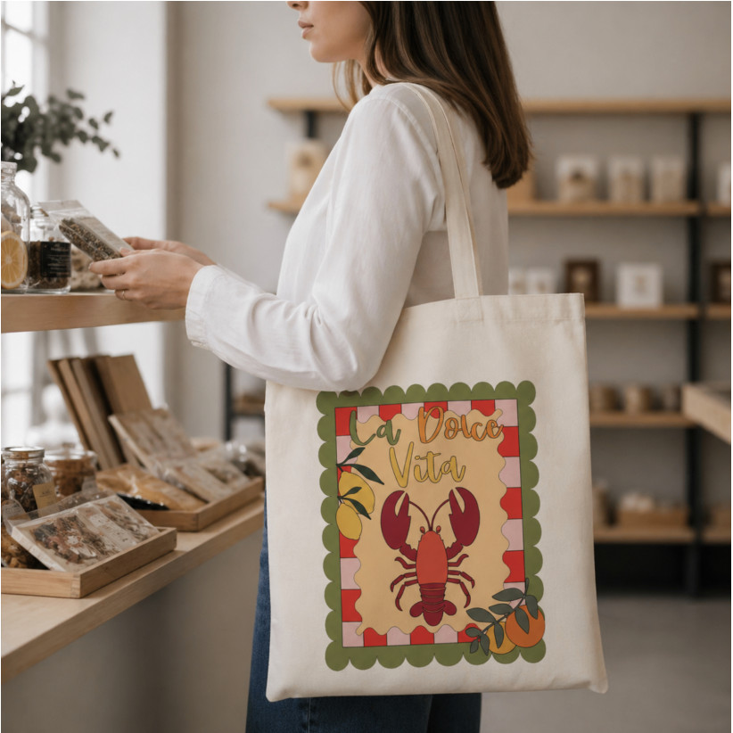 Tote bag, "La Dolce Vita (homard)"
