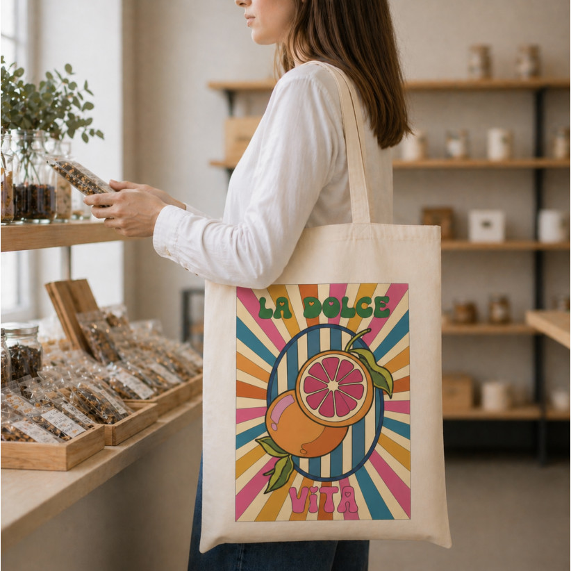 Tote bag, "La Dolce Vita (orange)"