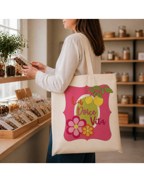 Tote bag, "La Dolce Vita (fleurs)"