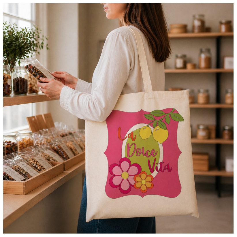 Tote bag, "La Dolce Vita (fleurs)"