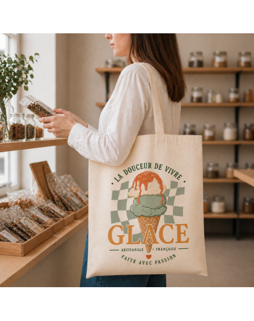 Tote bag, "La douceur de vivre - Glace artisanale française"