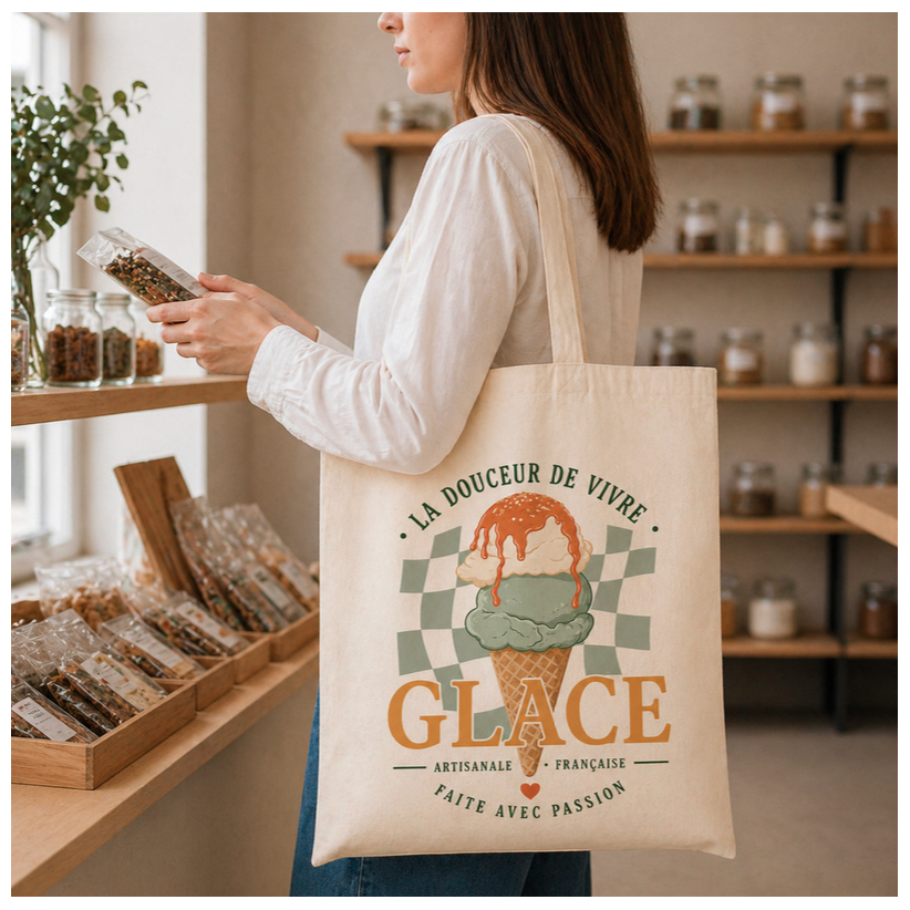 Tote bag, "La douceur de vivre - Glace artisanale française"