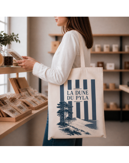 Tote bag, "La dune du pila (bleu)"