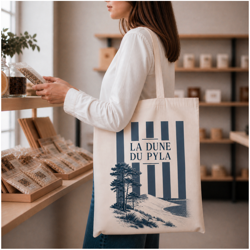 Tote bag, "La dune du pila (bleu)"