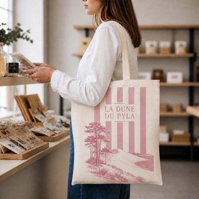 Tote bag, "La dune du pila (rose)"