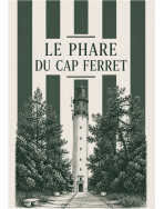 Tote bag, "Le phare du Cap Ferret (vert sapin)"