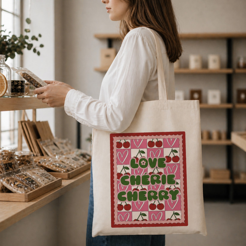 Tote bag, "Love Chérie Cherry"