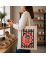 Tote bag, "Macaron - Pâtisserie française - tellement délicieux"