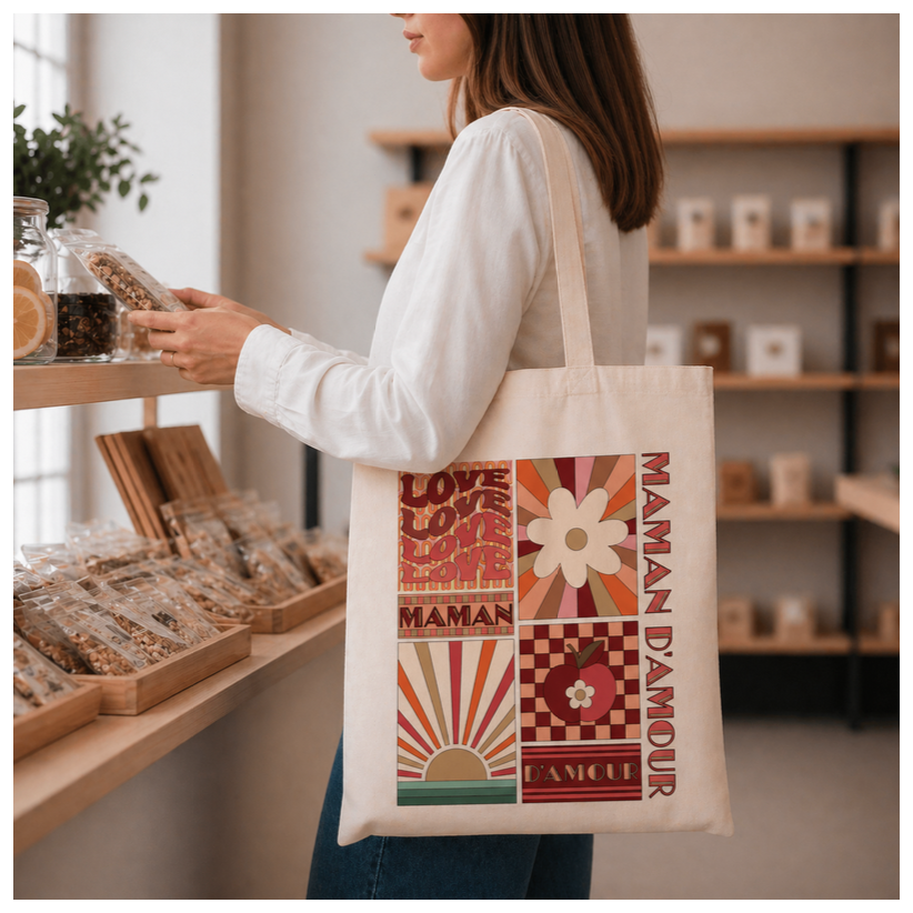 Tote bag, "Maman d'amour (70'S)"