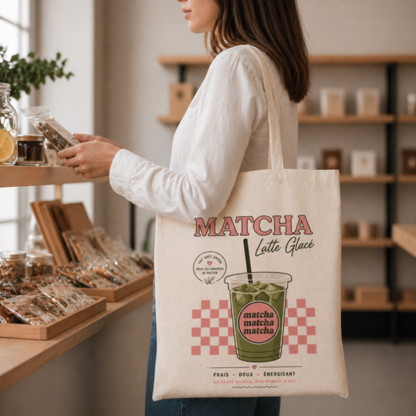 Tote bag, "Matcha Latte Glacé"