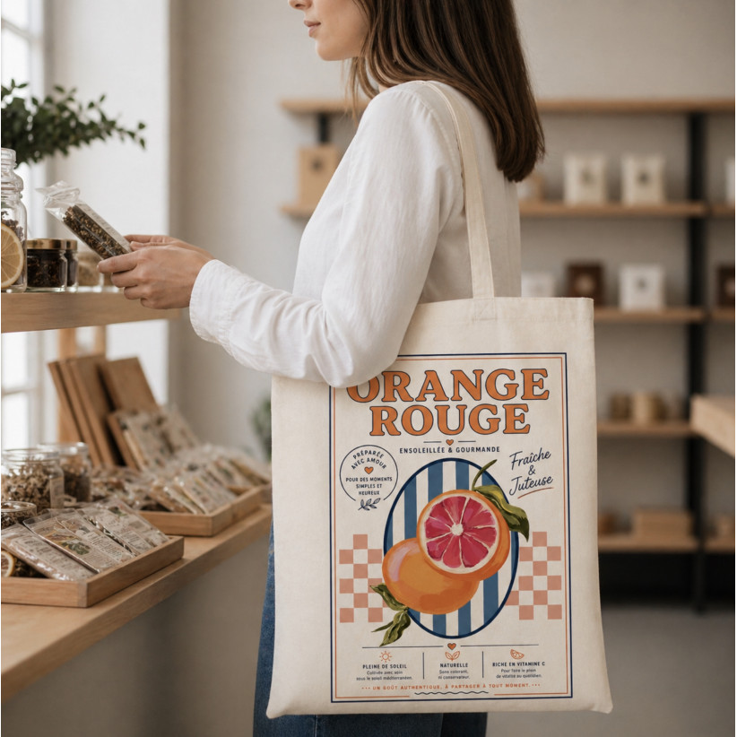 Tote bag, "Orange rouge"