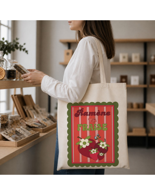 Tote bag, "Ramène ta fraise"