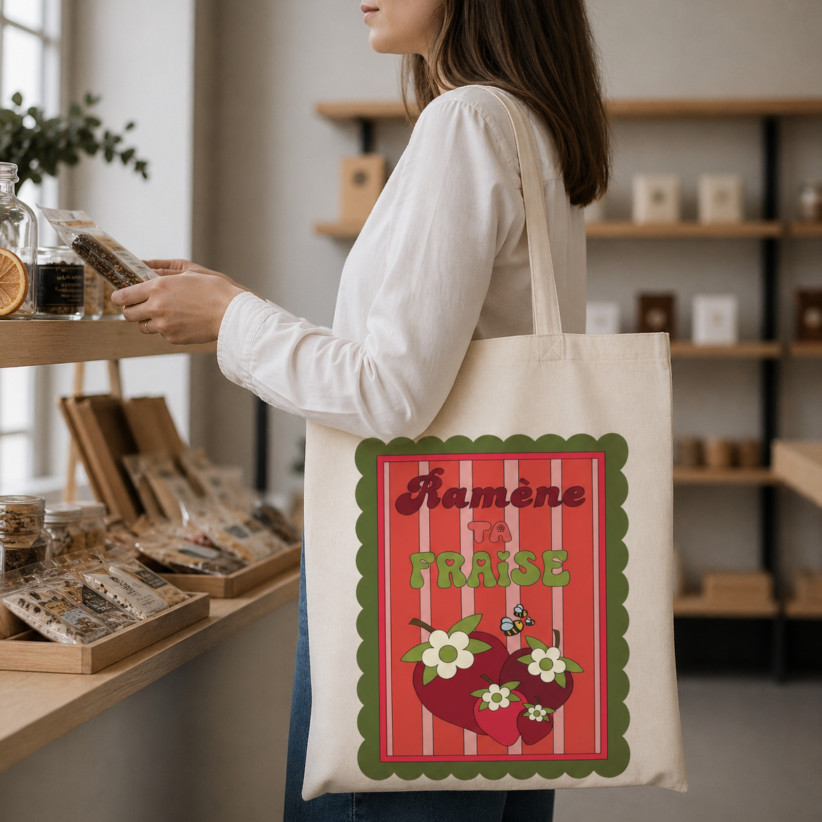 Tote bag, "Ramène ta fraise"