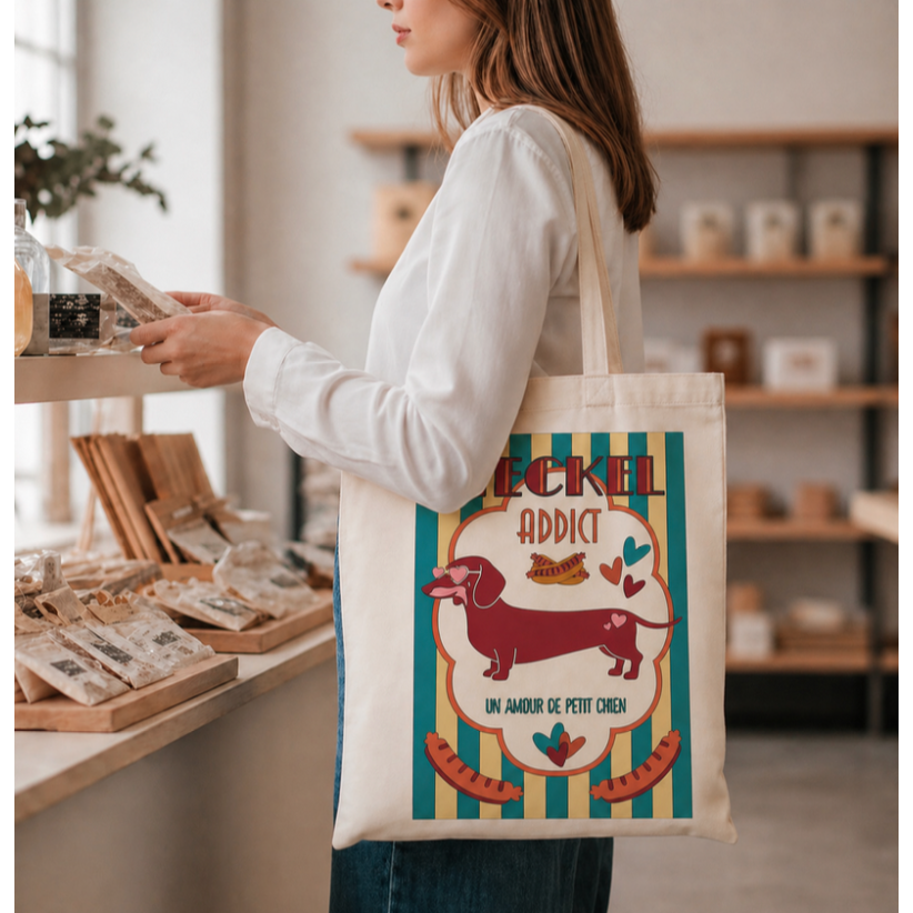 Tote bag, "Teckel addict"