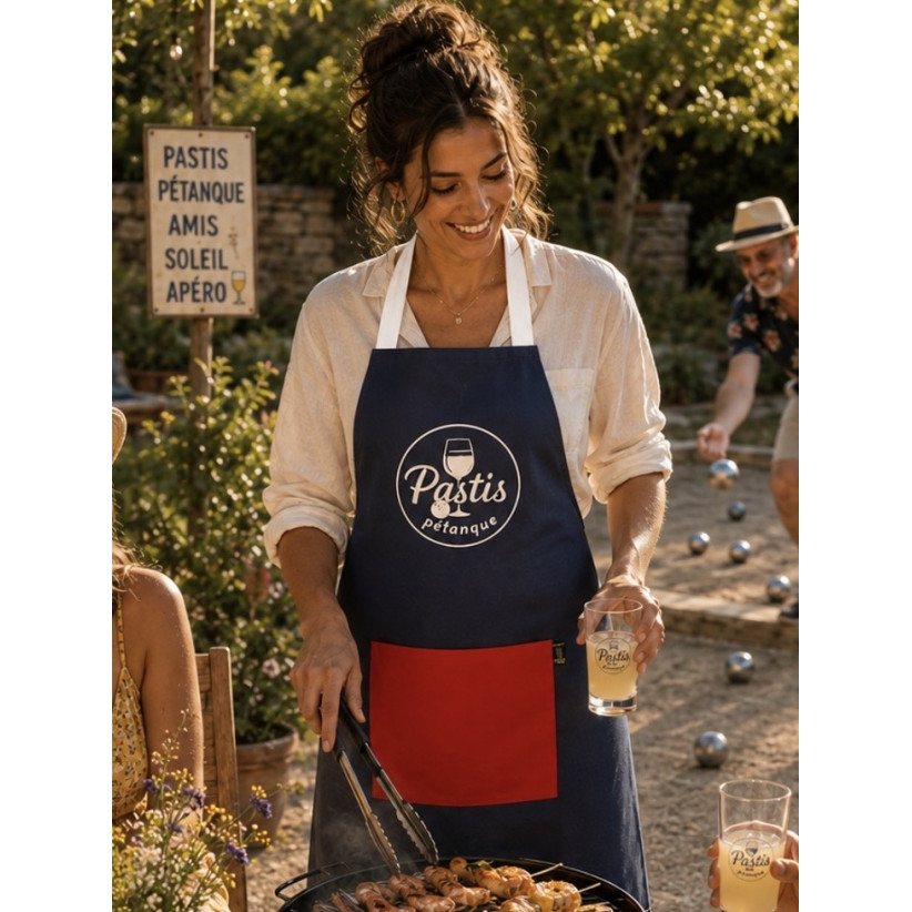 Tablier de cuisine, "Pastis pétanque" French