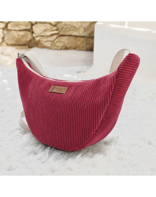 Sac Léo M, "Velours côtelé" LIE DE VIN
