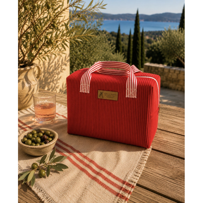 Sac isotherme Ice cube M, "Velours" Cerise