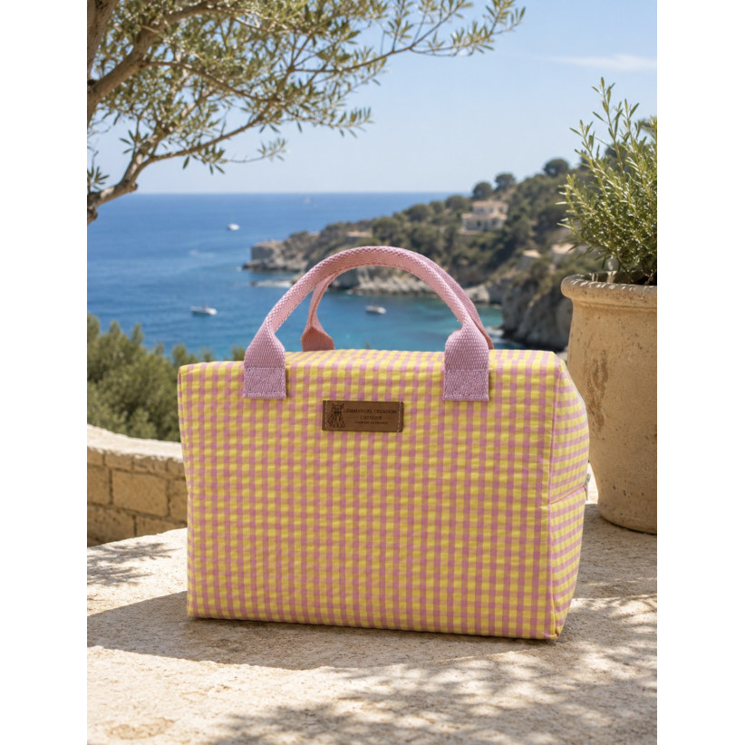 Sac isotherme Ice cube M, "Biarritz" rose poudré