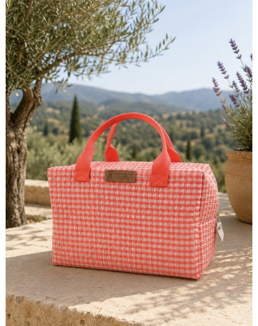 Sac isotherme Ice cube M, "Biarritz" rose fluo