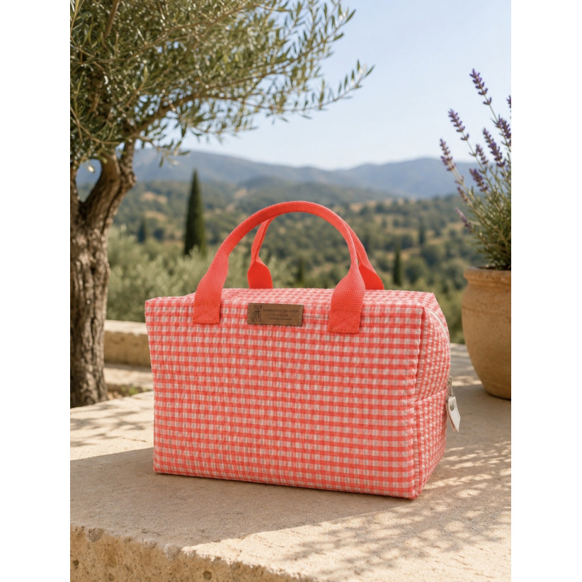 Sac isotherme Ice cube M, "Biarritz" rose fluo