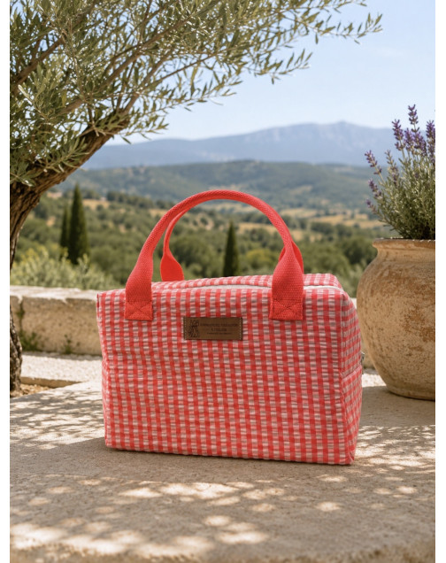 Sac isotherme Ice cube S, "Biarritz" rose fluo