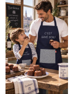 Tablier de cuisine, "C'est gavé bon" marine