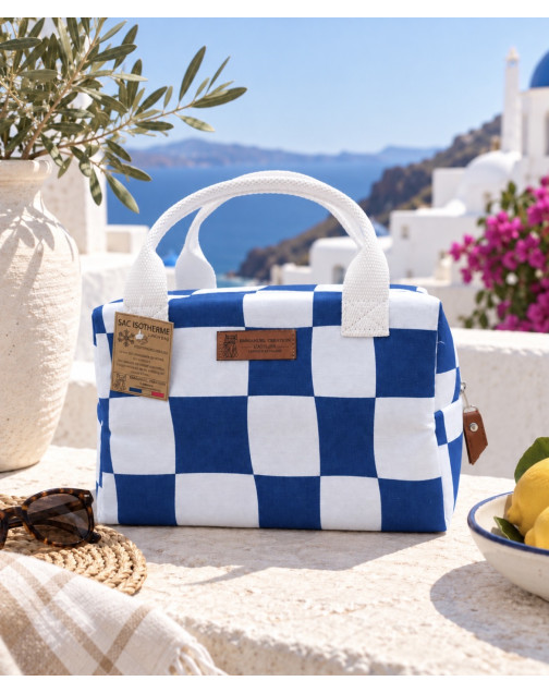 Sac isotherme Ice cube S, "Santorin", bleu