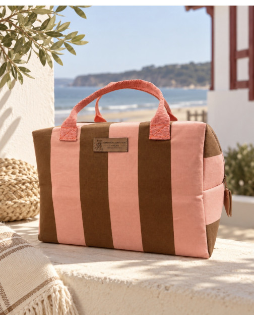 Sac isotherme Ice cube M, "Hendaye", Rose - camel
