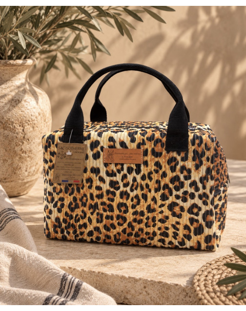 Sac isotherme Ice cube S, "Velours Léopard"