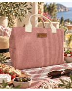 Sac isotherme Ice cube M, "Velours côtelé" rose