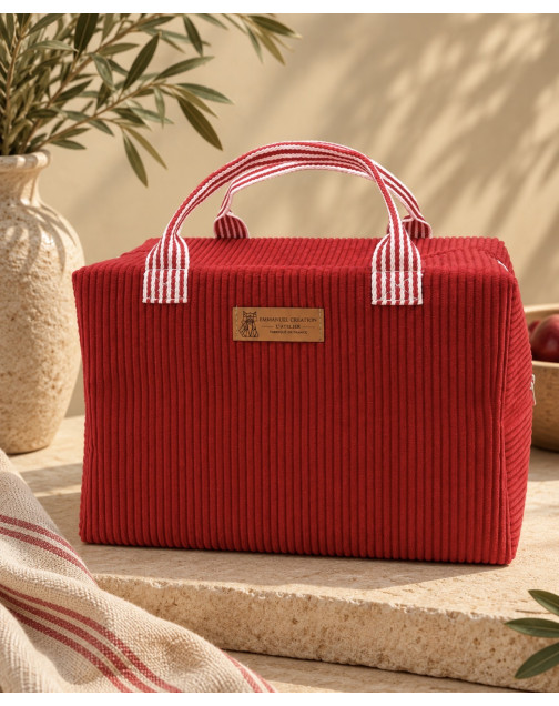 Sac isotherme Ice cube M, "Velours" Cerise