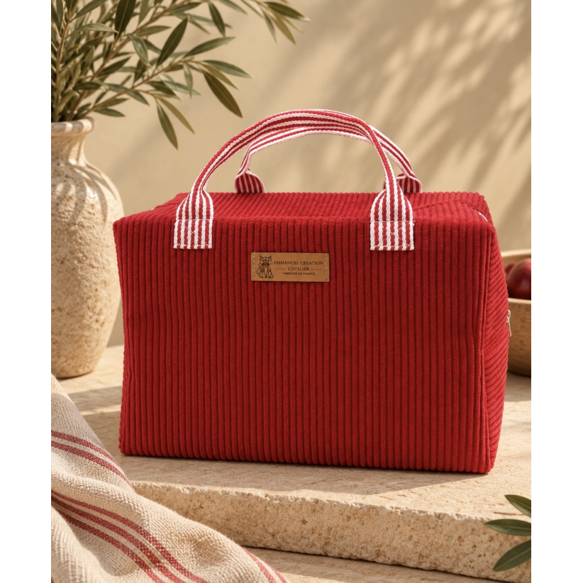 Sac isotherme Ice cube M, "Velours" Cerise