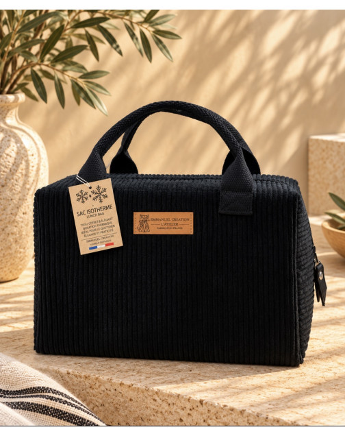 Sac isotherme Ice cube S, "Velours côtelé" noir