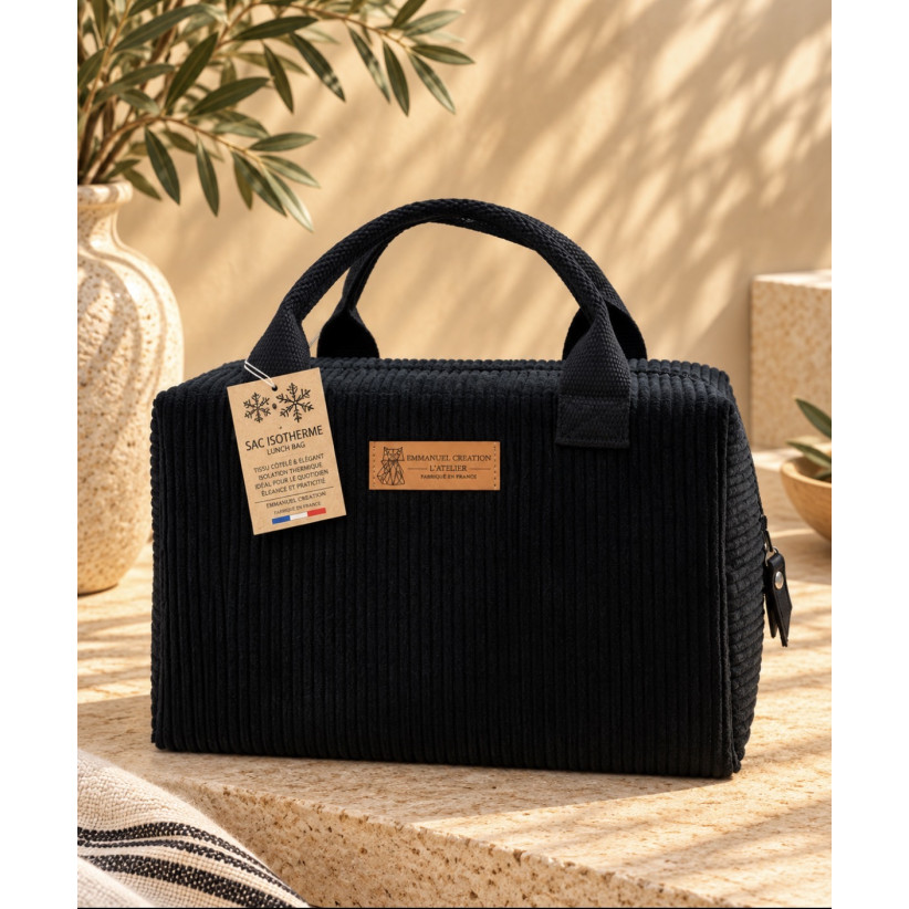 Sac isotherme Ice cube S, "Velours côtelé" noir