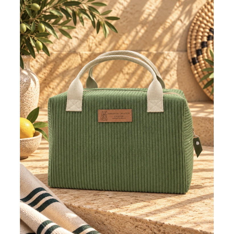 Sac isotherme Ice cube S, "Velours côtelé" kaki
