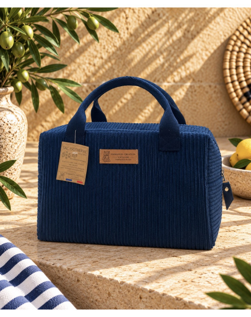 Sac isotherme Ice cube S, "Velours côtelé" marine