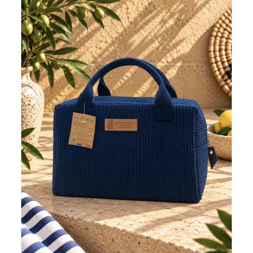 Sac isotherme Ice cube S, "Velours côtelé" marine