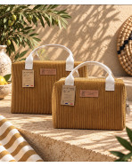 Sac isotherme Ice cube M, "Velours côtelé" camel