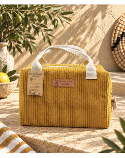 Sac isotherme Ice cube S, "Velours côtelé" camel