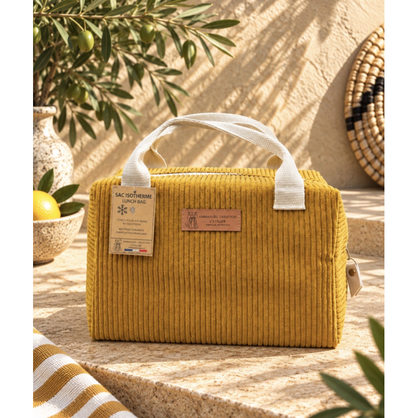 Sac isotherme Ice cube S, "Velours côtelé" camel