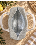 Sac isotherme Ice cube M, "Velours côtelé" taupe
