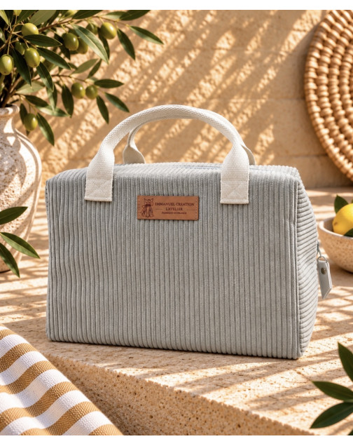 Sac isotherme Ice cube M, "Velours côtelé" taupe