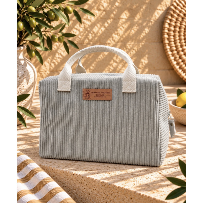 Sac isotherme Ice cube M, "Velours côtelé" taupe