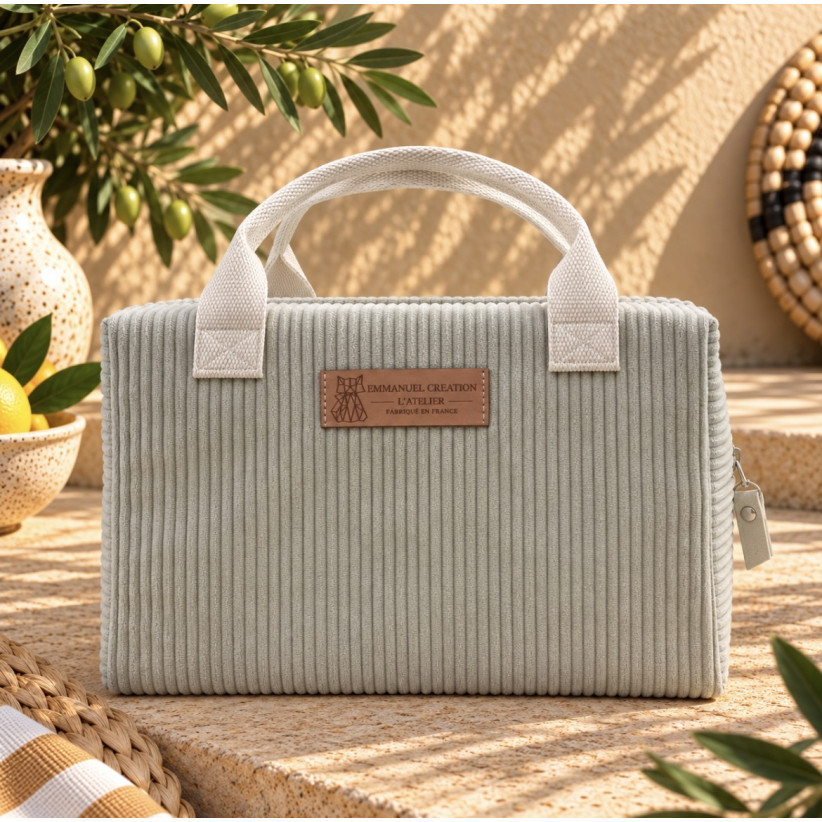 Sac isotherme Ice cube S, "Velours côtelé" taupe