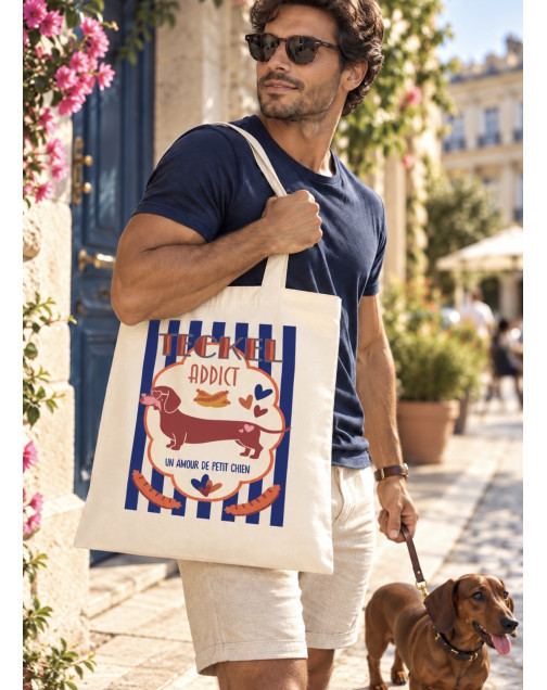 Tote bag, "teckel addict, (marine)